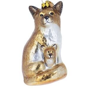 Best Pysanky Loving Mother And Baby Fox Glass Christmas Ornament
